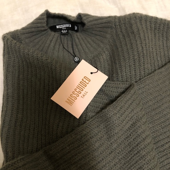 Tall Grey High Neck Ballon Sleeve BF Cropped - Picture 2 of 2